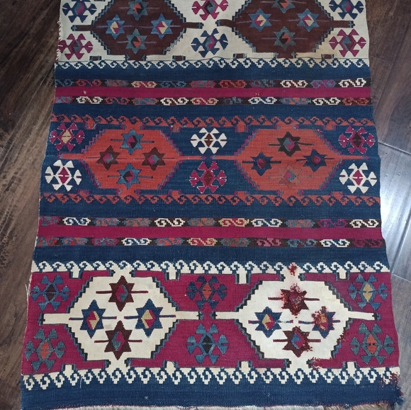 Antique Aydin Kilim. Wool Rug Wool Anatolian Turkish Carpet - Picture 1 of 8